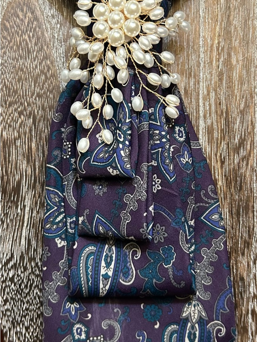 Purple Paisley Necktie with Blue & Gray Accents
